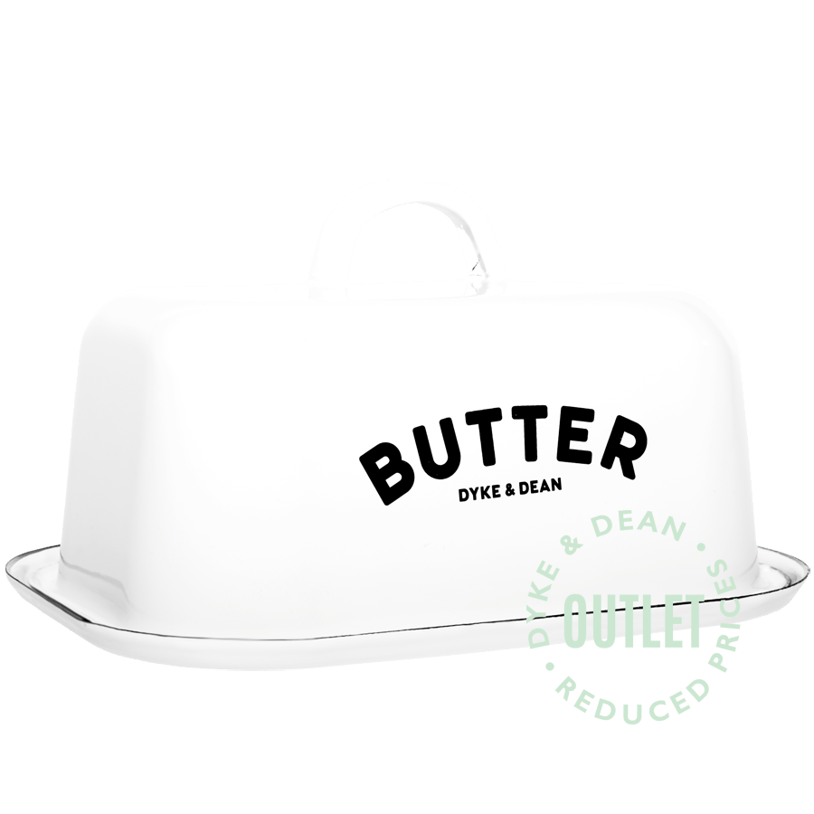 DYKE & DEAN WHITE ENAMEL BUTTER DISH OUTLET - DYKE & DEAN