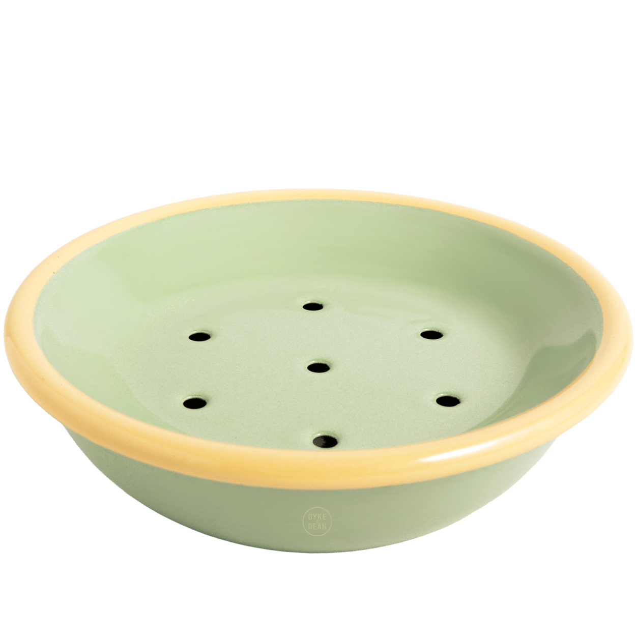 ENAMEL SOAP DISH GREEN & YELLOW - DYKE & DEAN