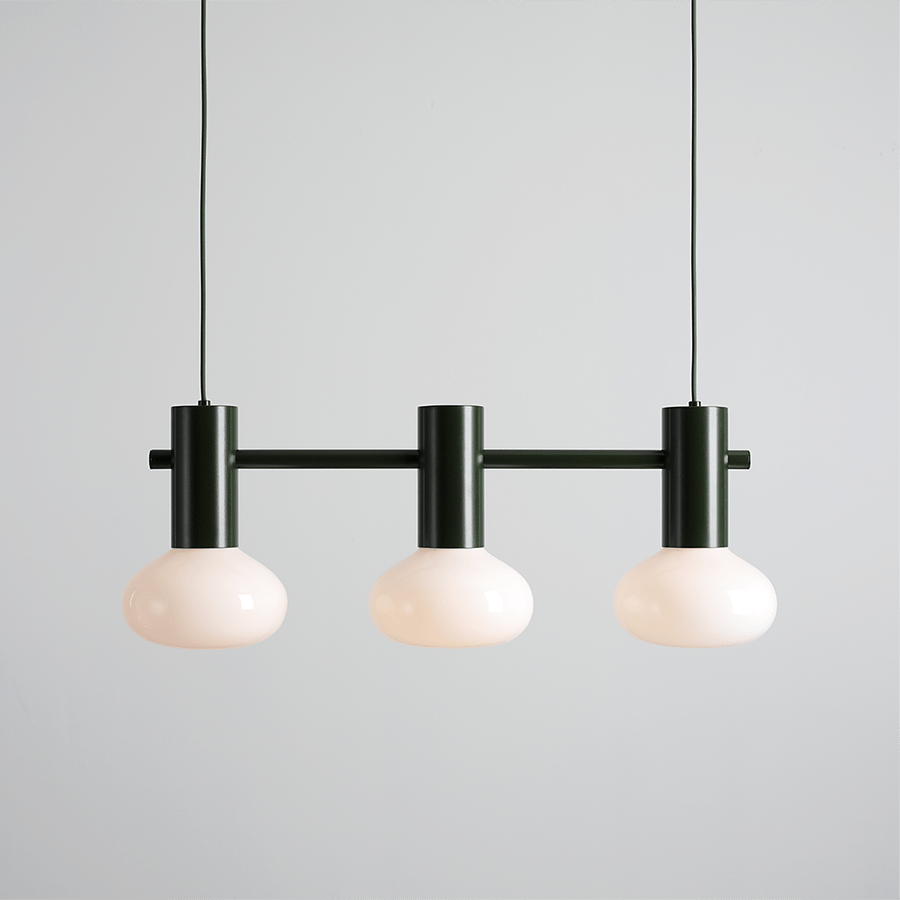 FLO SUSPENSION PENDANT 3 OPAL GLASS LIGHT MOSS GREEN - DYKE & DEAN