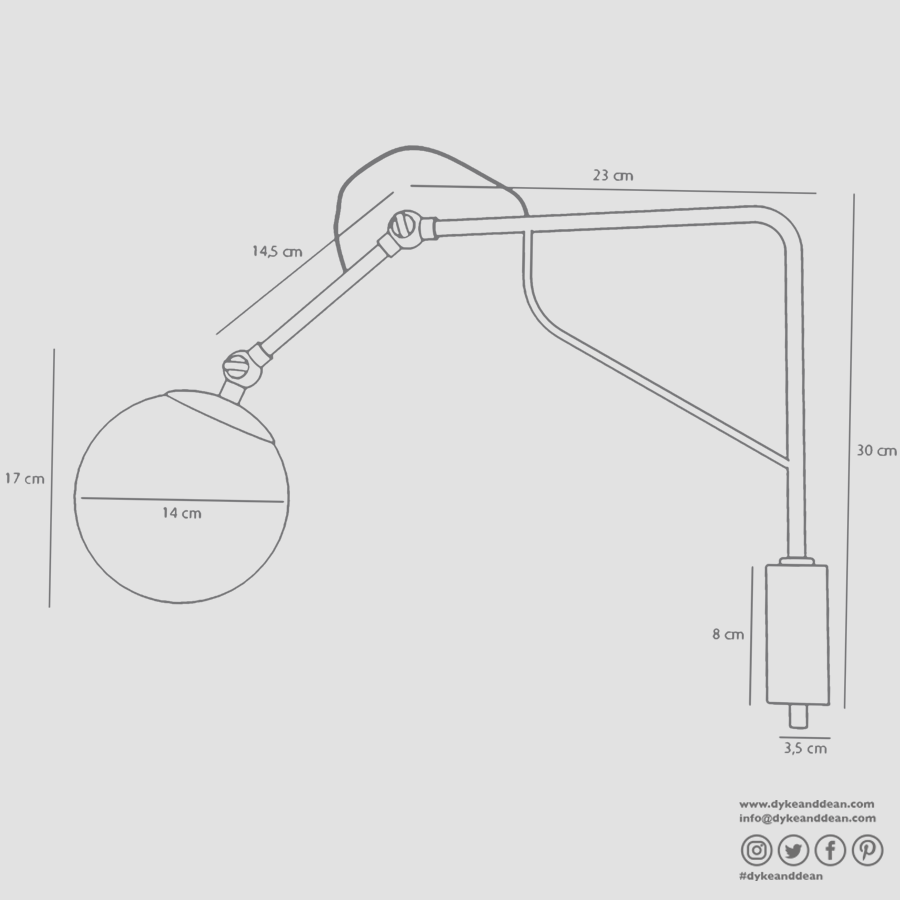 FUNCTIONAL ADJUSTABLE WALL ARM LIGHT COBALT - DYKE & DEAN