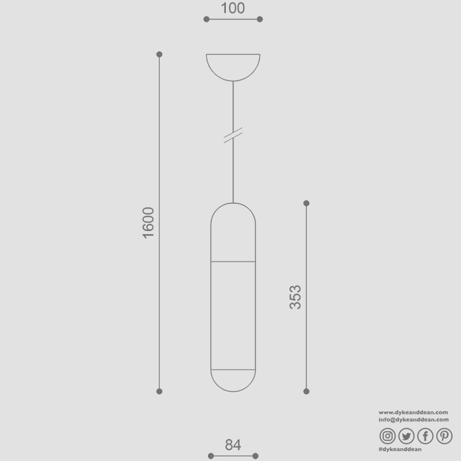 FUNSUI PILL LIGHT TUBE SINGLE PENDANT BLACK - DYKE & DEAN