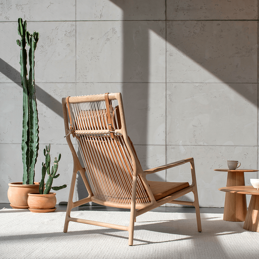 GAZZDA DEDO LOUNGE LEATHER CHAIR WITH HEAD REST WALNUT - DYKE & DEAN