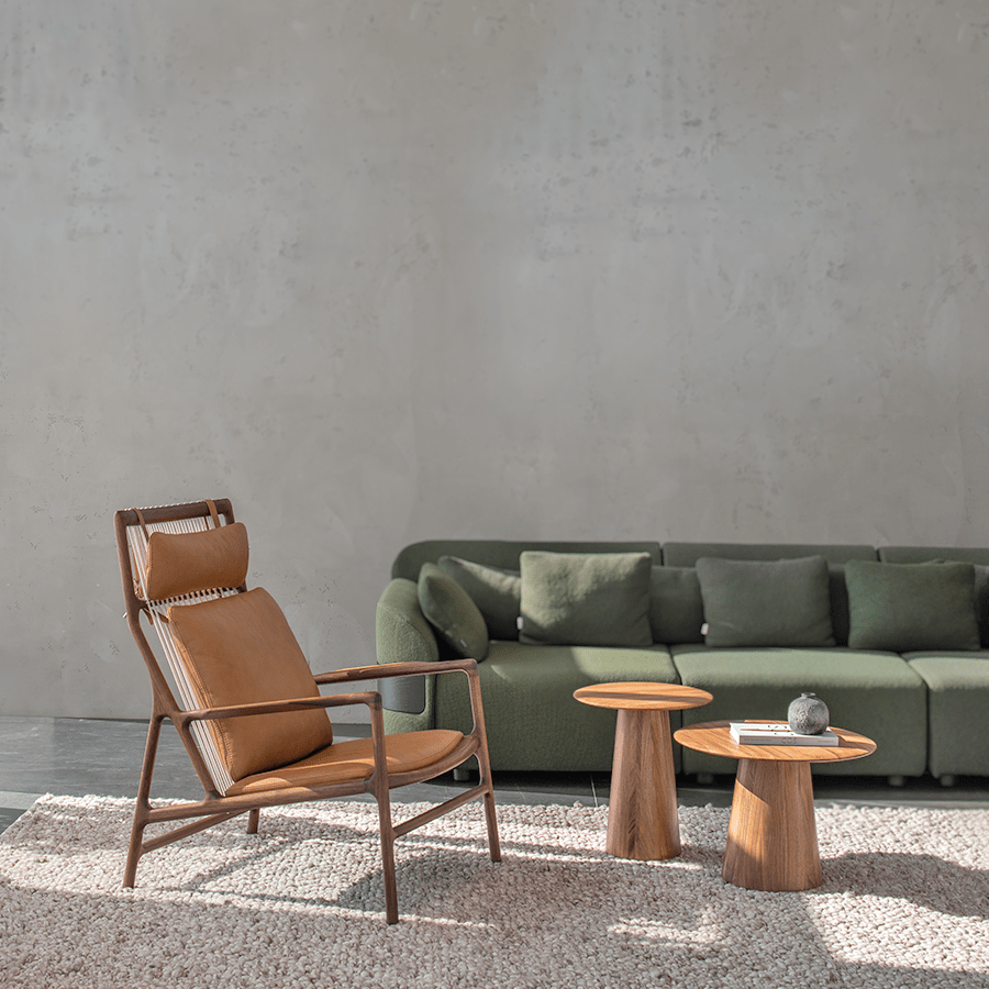 GAZZDA DEDO LOUNGE LEATHER CHAIR WITH HEAD REST WALNUT - DYKE & DEAN