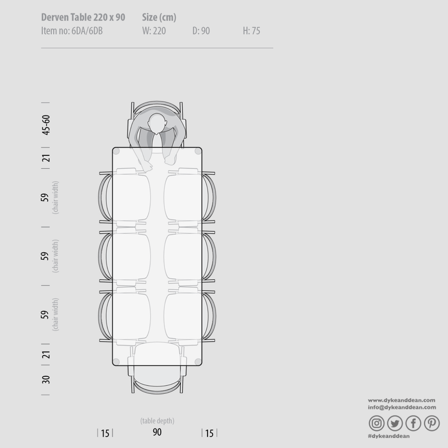 GAZZDA DERVEN TABLE OAK 220X90 - DYKE & DEAN