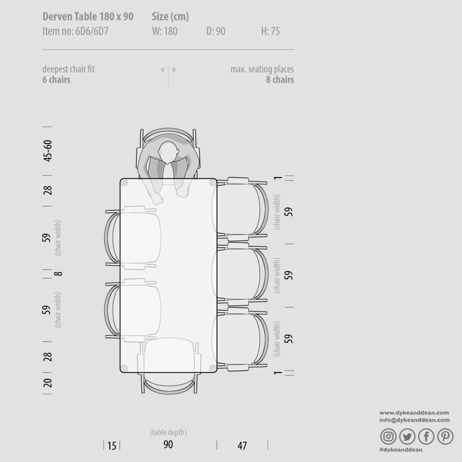 GAZZDA DERVEN TABLE WALNUT 180X90 - DYKE & DEAN