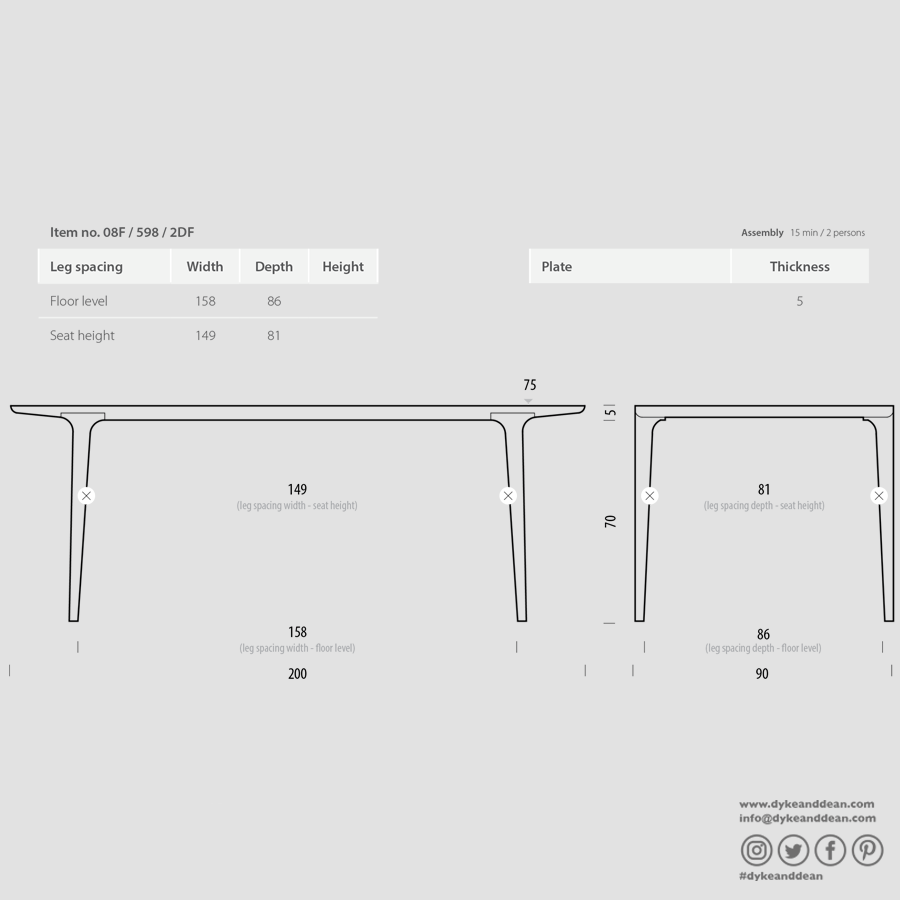 GAZZDA FAWN OAK DINING TABLE 200 - DYKE & DEAN