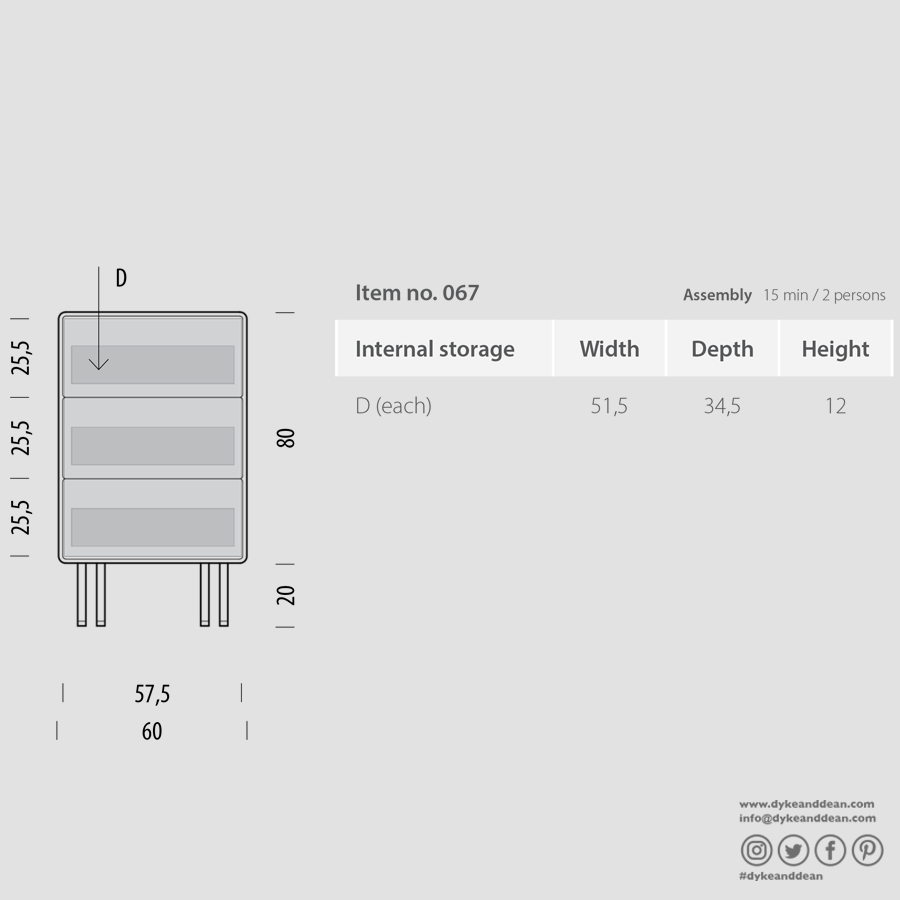 GAZZDA FINA DRAWER WHITE OAK 60 - DYKE & DEAN