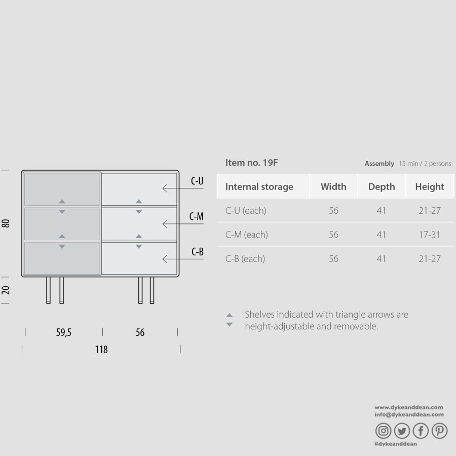 GAZZDA FINA DRESSER BLACK OAK 118 - DYKE & DEAN