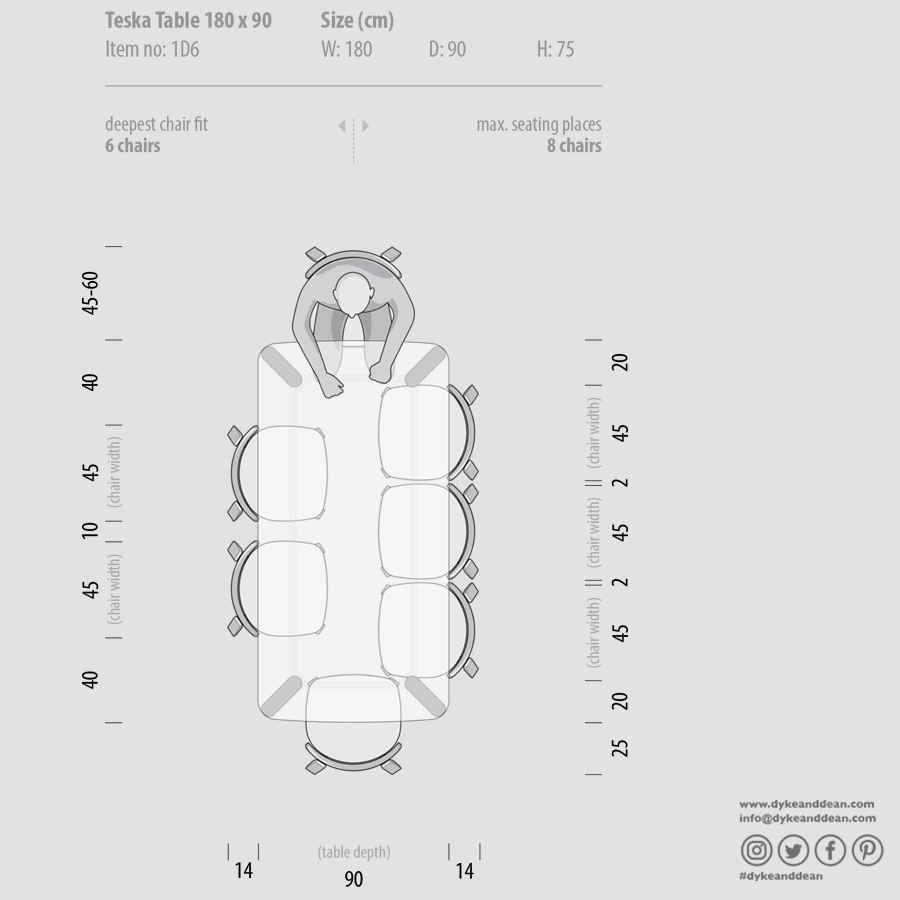 GAZZDA TESKA OAK DINING TABLE 180 X 90 - DYKE & DEAN