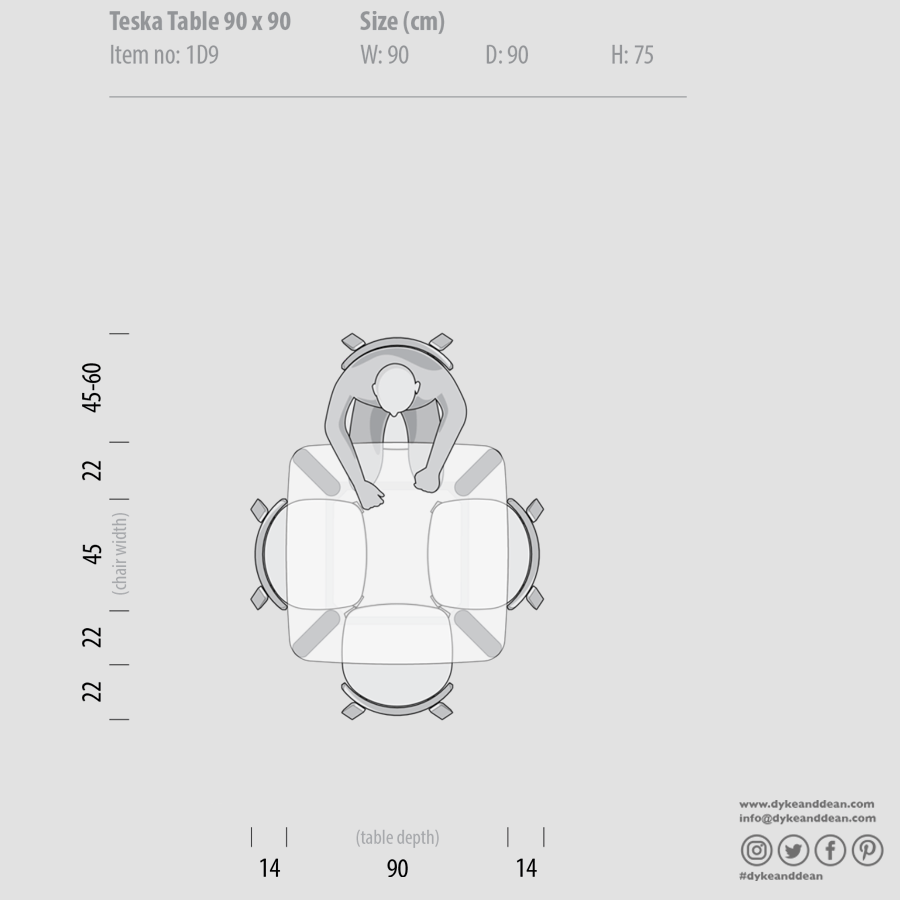 GAZZDA TESKA OAK DINING TABLE SQUARE - DYKE & DEAN