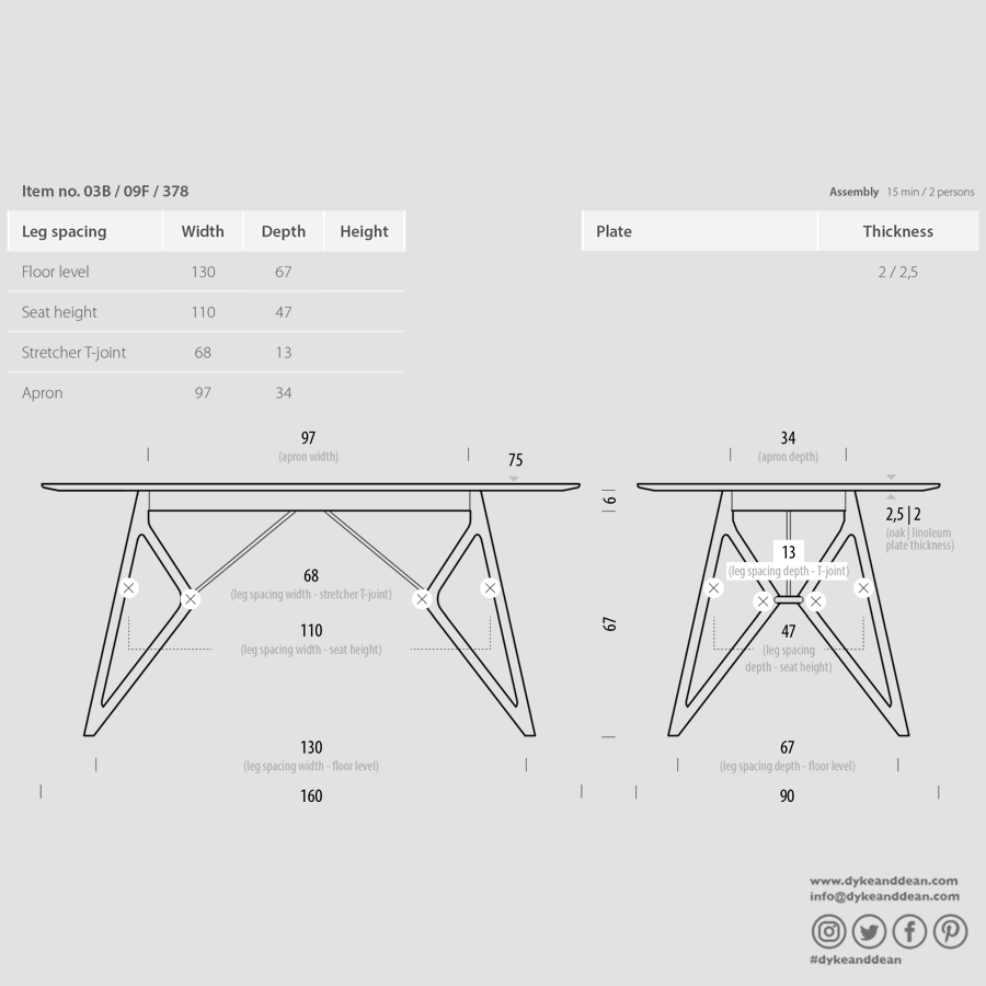 GAZZDA TINK DINING TABLE NATURAL OAK 160 x 90 - DYKE & DEAN