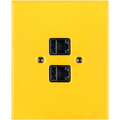 KATY PATY PORCELAIN PLATE DOUBLE PC/ USB WALL SOCKET YELLOW - DYKE & DEAN