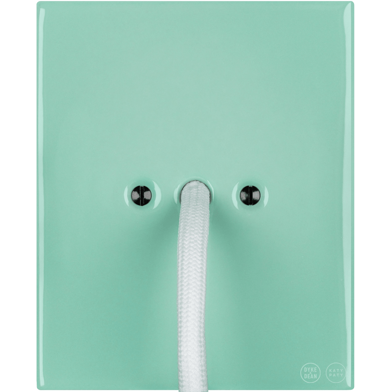 KATY PATY PORCELAIN PLATE WALL CABLE GLAND SOCKET MINT GREEN - DYKE & DEAN
