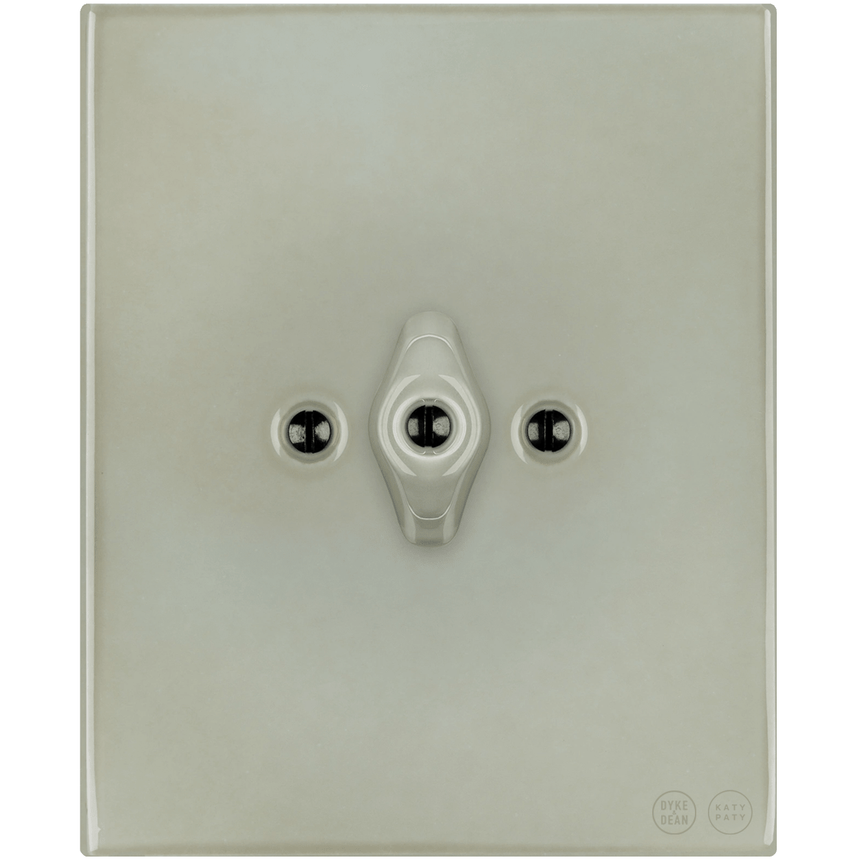 KATY PATY PORCELAIN PLATE WALL LIGHT SWITCH GREY GREEN ROTARY - DYKE & DEAN
