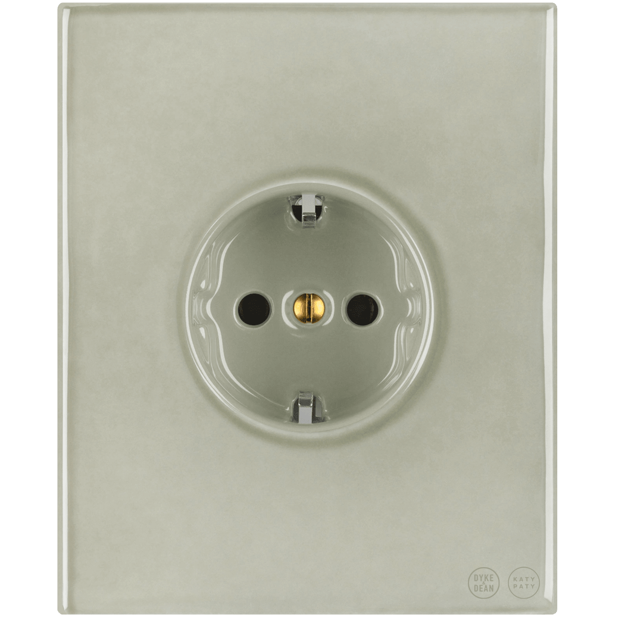 KATY PATY PORCELAIN PLATE WALL SCHUKO SOCKET GREY GREEN - DYKE & DEAN