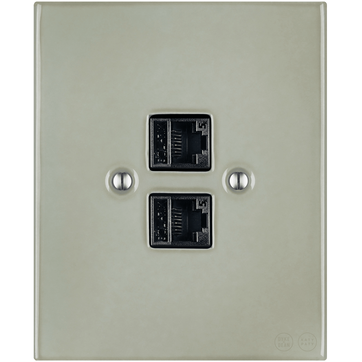 KATY PATY PORCELAIN PLATE WALL SOCKET GREY GREEN DOUBLE PC/USB - DYKE & DEAN