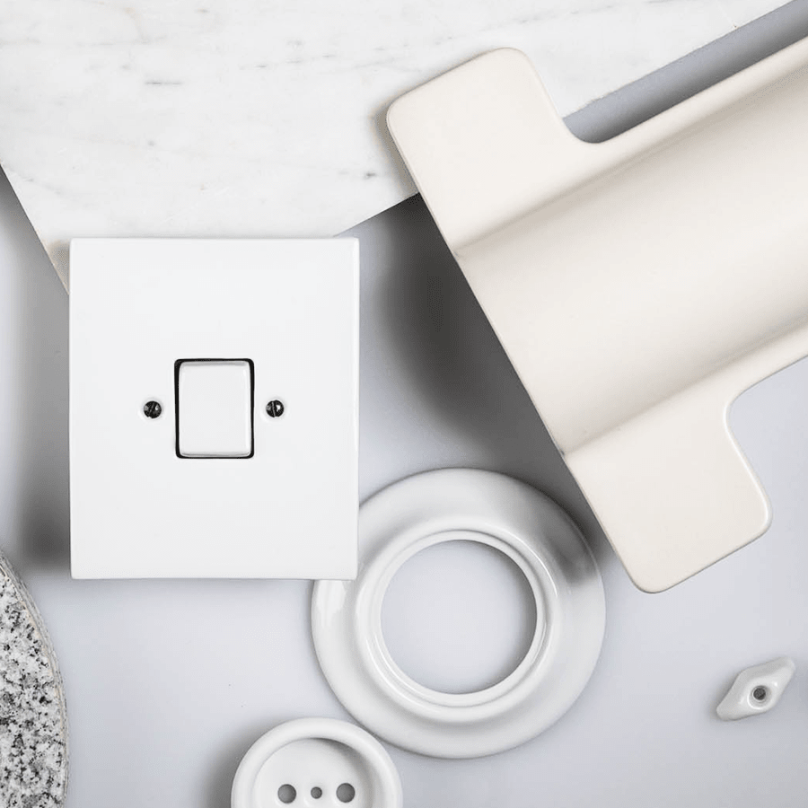 KATY PATY PORCELAIN PLATE WALL SOCKET GREY GREEN USB - C - DYKE & DEAN