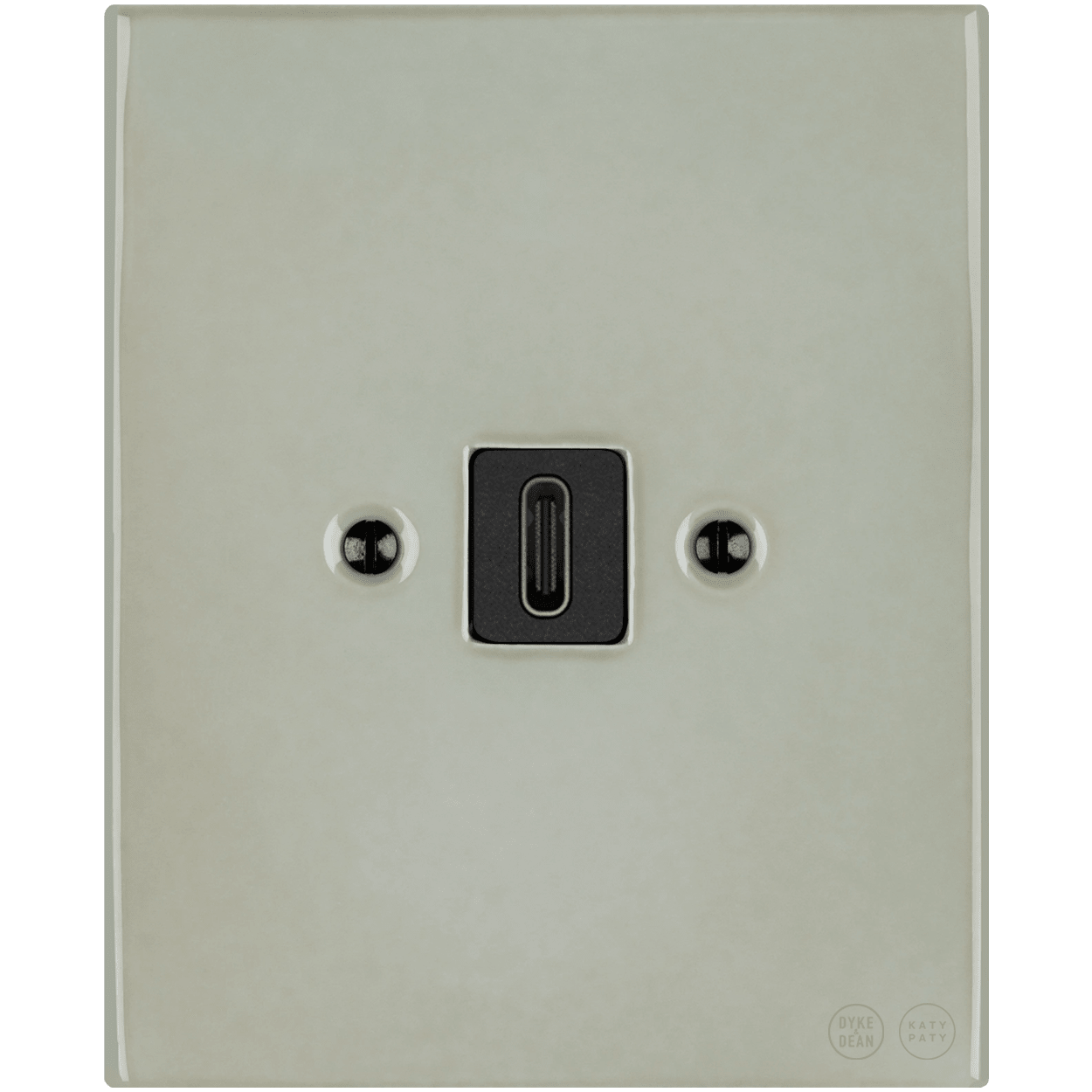 KATY PATY PORCELAIN PLATE WALL SOCKET GREY GREEN USB - C - DYKE & DEAN