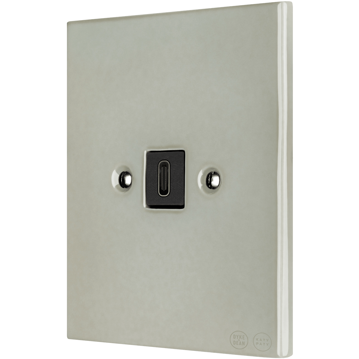 KATY PATY PORCELAIN PLATE WALL SOCKET GREY GREEN USB - C - DYKE & DEAN