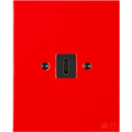 Red porcelain USB-C wall charger by Katy Paty