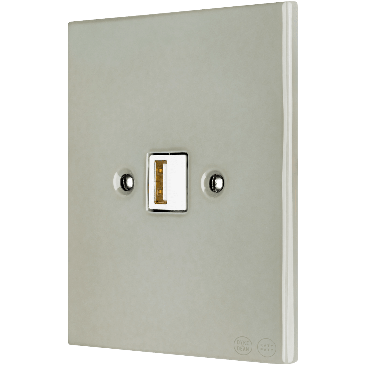 KATY PATY PORCELAIN PLATE WALL USB CHARGER GREY GREEN - DYKE & DEAN