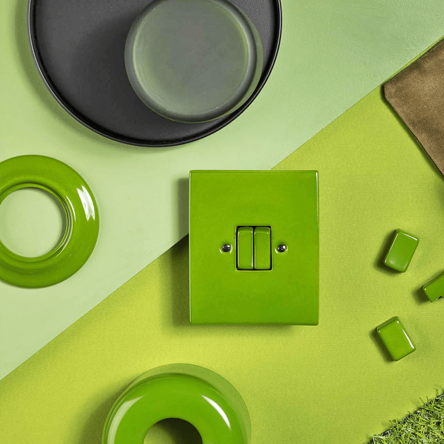 KATY PATY PORCELAIN PLATE WALL USB CHARGER GREY GREEN - DYKE & DEAN