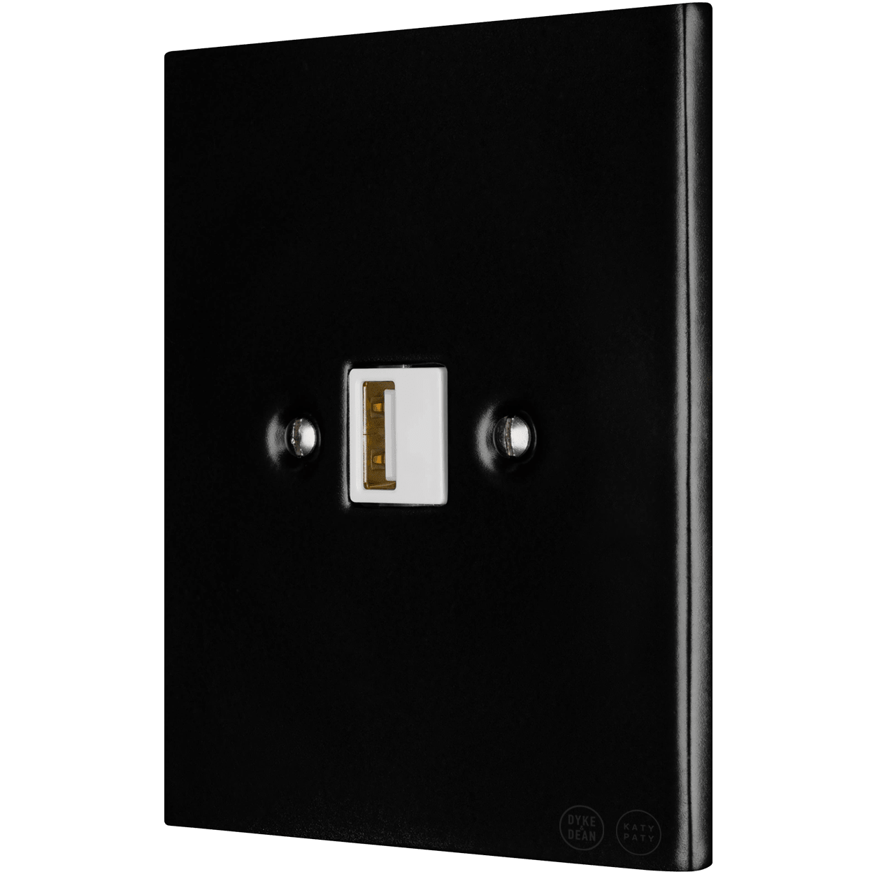 KATY PATY PORCELAIN PLATE WALL USB CHARGER MATTE BLACK - DYKE & DEAN