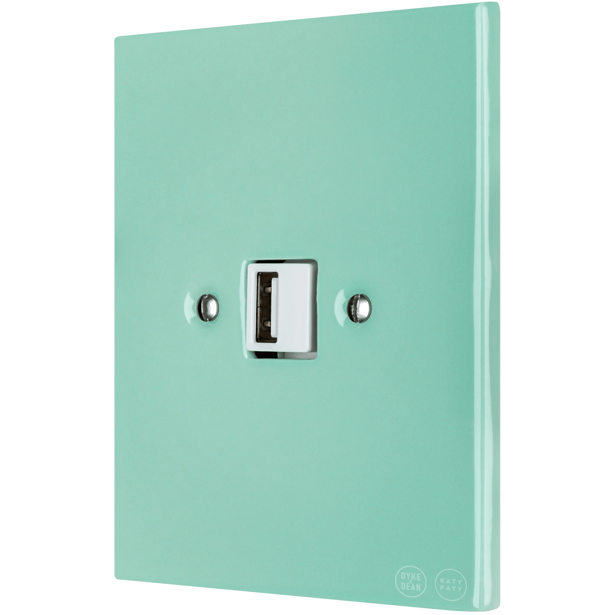 KATY PATY PORCELAIN PLATE WALL USB CHARGER MINT GREEN - DYKE & DEAN