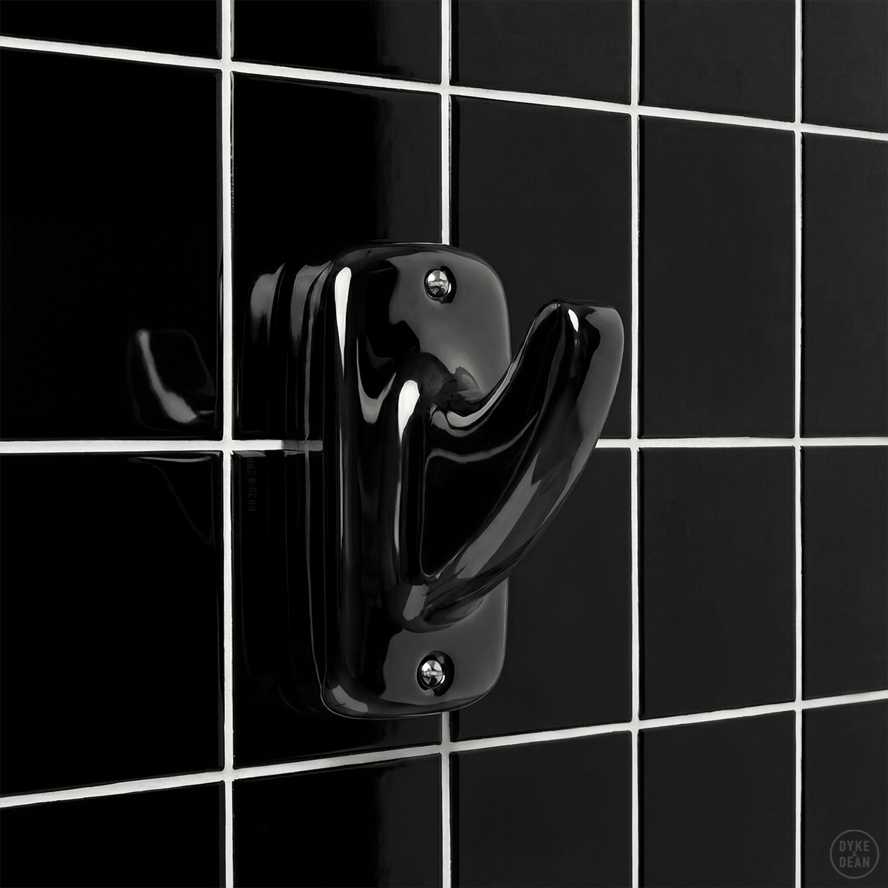 LARGE PORCELAIN WALL HOOK BLACK - DYKE & DEAN