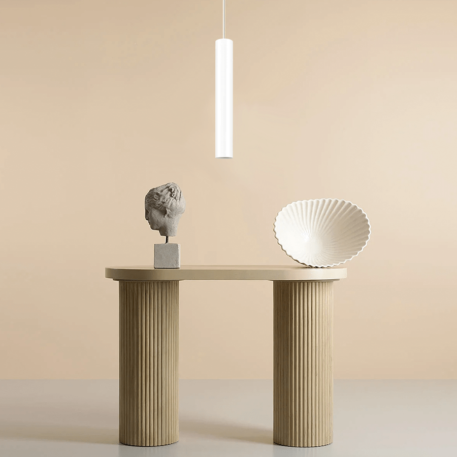 METAL TUBE BATON PENDANT LIGHT LONG WHITE TUBE PENDANT - DYKE & DEAN