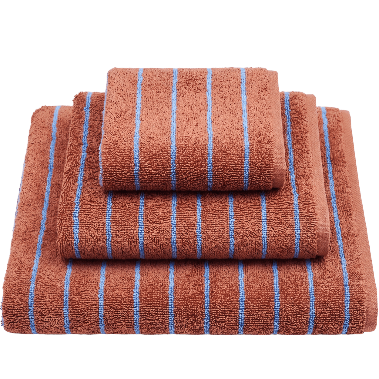 NARAM BATH TOWELS CAMEL & ULTRAMARINE BLUE - DYKE & DEAN