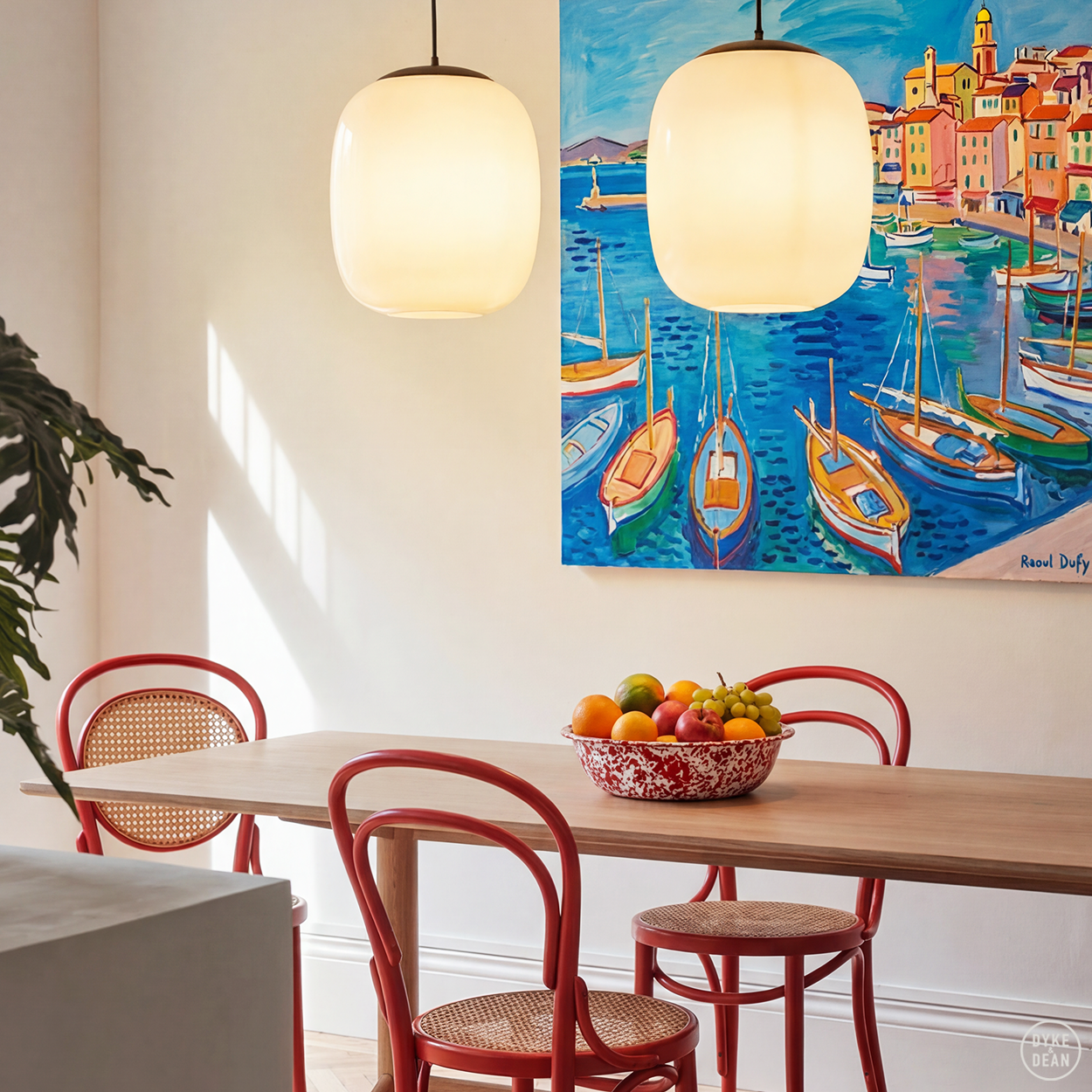 OPAL GLOSSY BARREL PENDANT 330mm - DYKE & DEAN