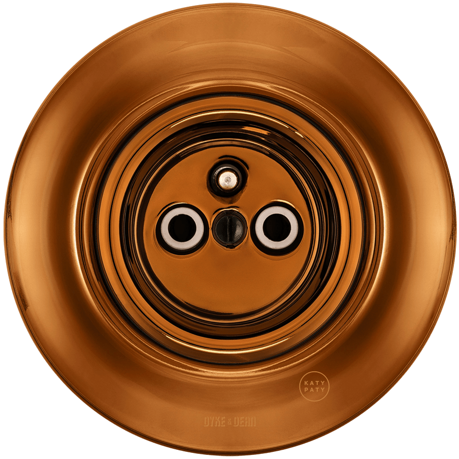 PORCELAIN 2 PIN WALL SOCKET BRONZE BRASS SCREWS - DYKE & DEAN