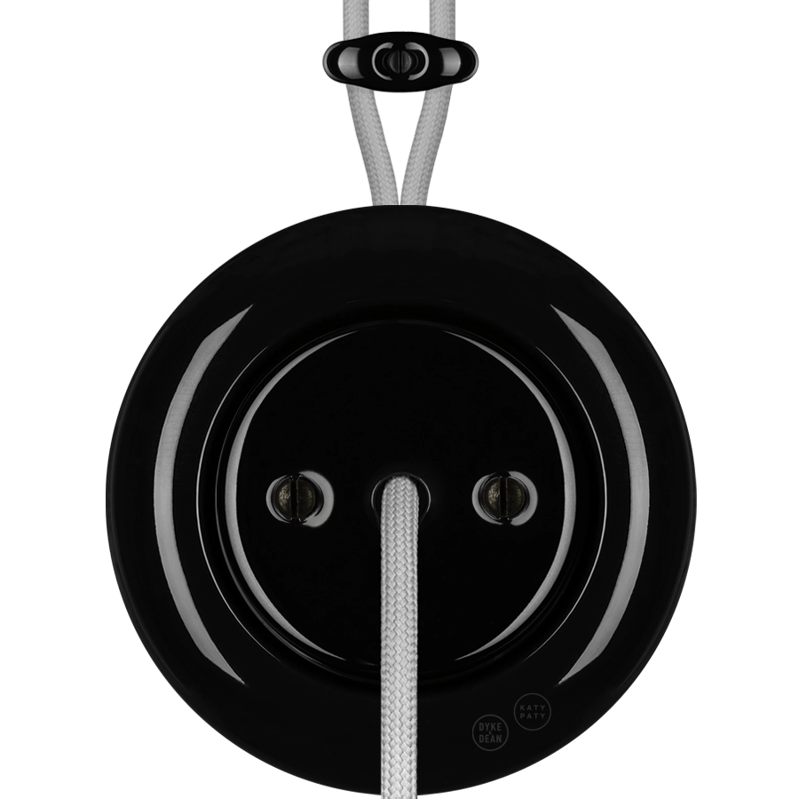 PORCELAIN KATY PATY COLONA ROUND SURFACE MOUNTED CABLE GLAND SOCKET BLACK - DYKE & DEAN