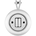PORCELAIN KATY PATY COLONA ROUND SURFACE MOUNTED DOUBLE SLIM BUTTON SWITCH CHROME - DYKE & DEAN