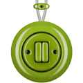 PORCELAIN KATY PATY COLONA ROUND SURFACE MOUNTED DOUBLE SLIM BUTTON SWITCH GREEN - DYKE & DEAN