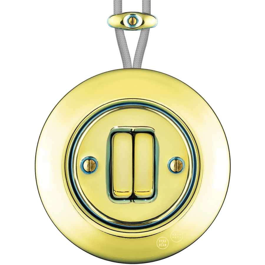 PORCELAIN KATY PATY COLONA ROUND SURFACE MOUNTED DOUBLE SLIM BUTTON SWITCH LUCEDO - DYKE & DEAN