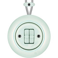 PORCELAIN KATY PATY COLONA ROUND SURFACE MOUNTED DOUBLE TOGGLE BUTTON SWITCH CONCHA - DYKE & DEAN