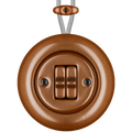 PORCELAIN KATY PATY COLONA ROUND SURFACE MOUNTED DOUBLE TOGGLE BUTTON SWITCH COPPER - DYKE & DEAN