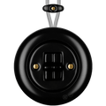 PORCELAIN KATY PATY COLONA ROUND SURFACE MOUNTED DOUBLE TOGGLE BUTTON SWITCH MATTE BLACK - DYKE & DEAN