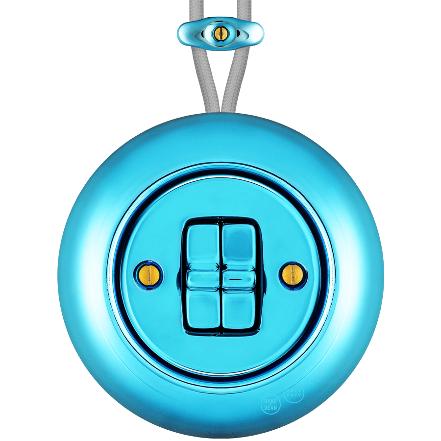 PORCELAIN KATY PATY COLONA ROUND SURFACE MOUNTED DOUBLE TOGGLE BUTTON SWITCH SKY BLUE - DYKE & DEAN