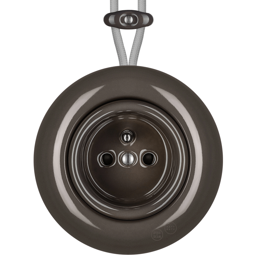 PORCELAIN KATY PATY COLONA ROUND SURFACE MOUNTED EURO SOCKET BROWN - DYKE & DEAN