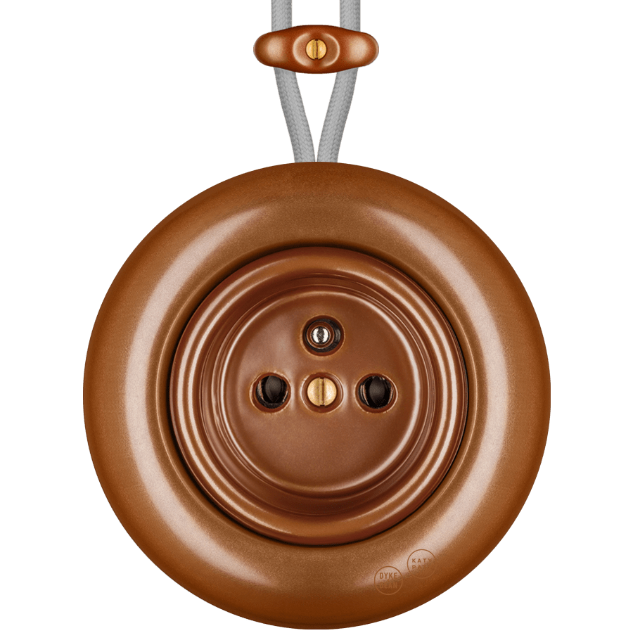 PORCELAIN KATY PATY COLONA ROUND SURFACE MOUNTED EURO SOCKET COPPER - DYKE & DEAN