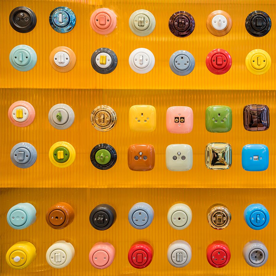 PORCELAIN KATY PATY COLONA ROUND SURFACE MOUNTED EURO SOCKET GOLD - DYKE & DEAN