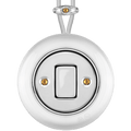 PORCELAIN KATY PATY COLONA ROUND SURFACE MOUNTED FAT BUTTON SWITCH CHROME - DYKE & DEAN