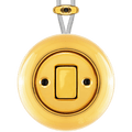PORCELAIN KATY PATY COLONA ROUND SURFACE MOUNTED FAT BUTTON SWITCH GOLD - DYKE & DEAN