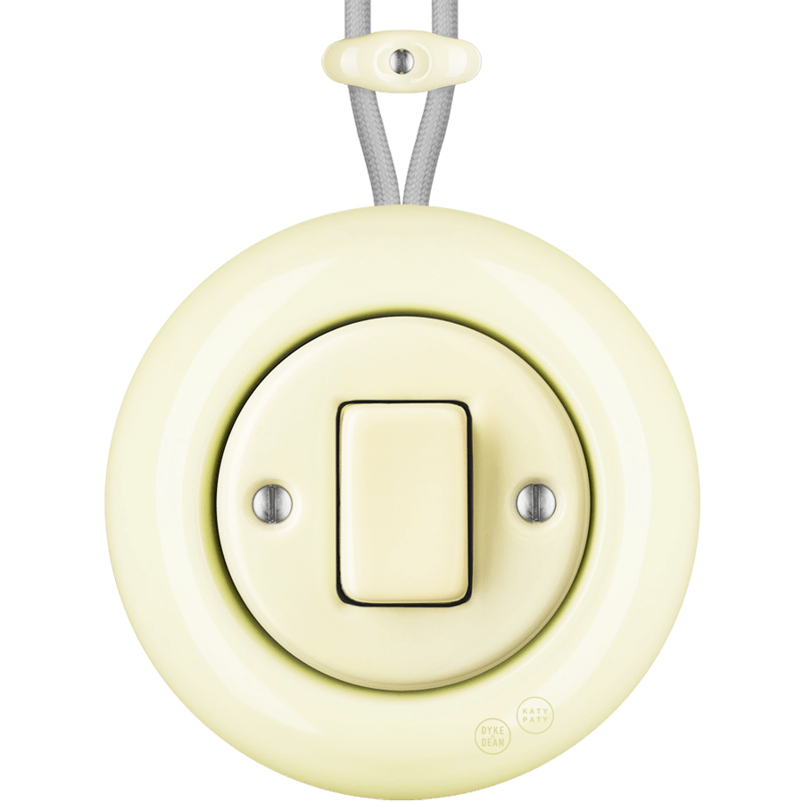 PORCELAIN KATY PATY COLONA ROUND SURFACE MOUNTED FAT BUTTON SWITCH VANILLA - DYKE & DEAN