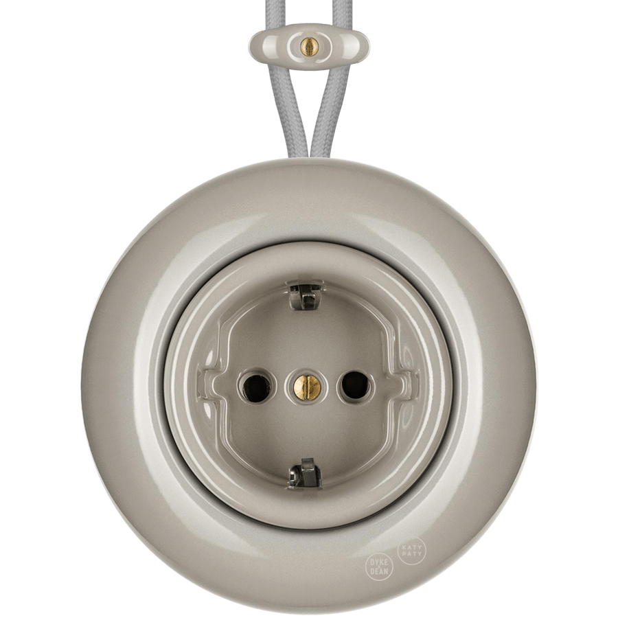 PORCELAIN KATY PATY COLONA ROUND SURFACE MOUNTED SCHUKO SOCKET CAPPUCCINO - DYKE & DEAN