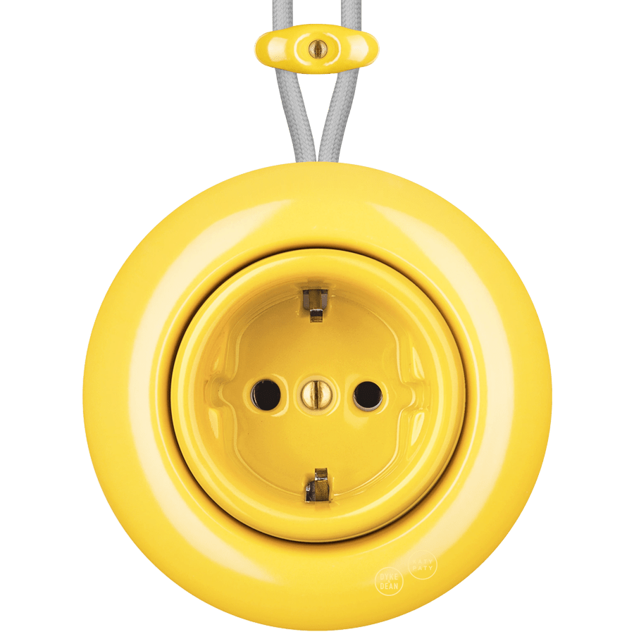 PORCELAIN KATY PATY COLONA ROUND SURFACE MOUNTED SCHUKO SOCKET YELLOW - DYKE & DEAN
