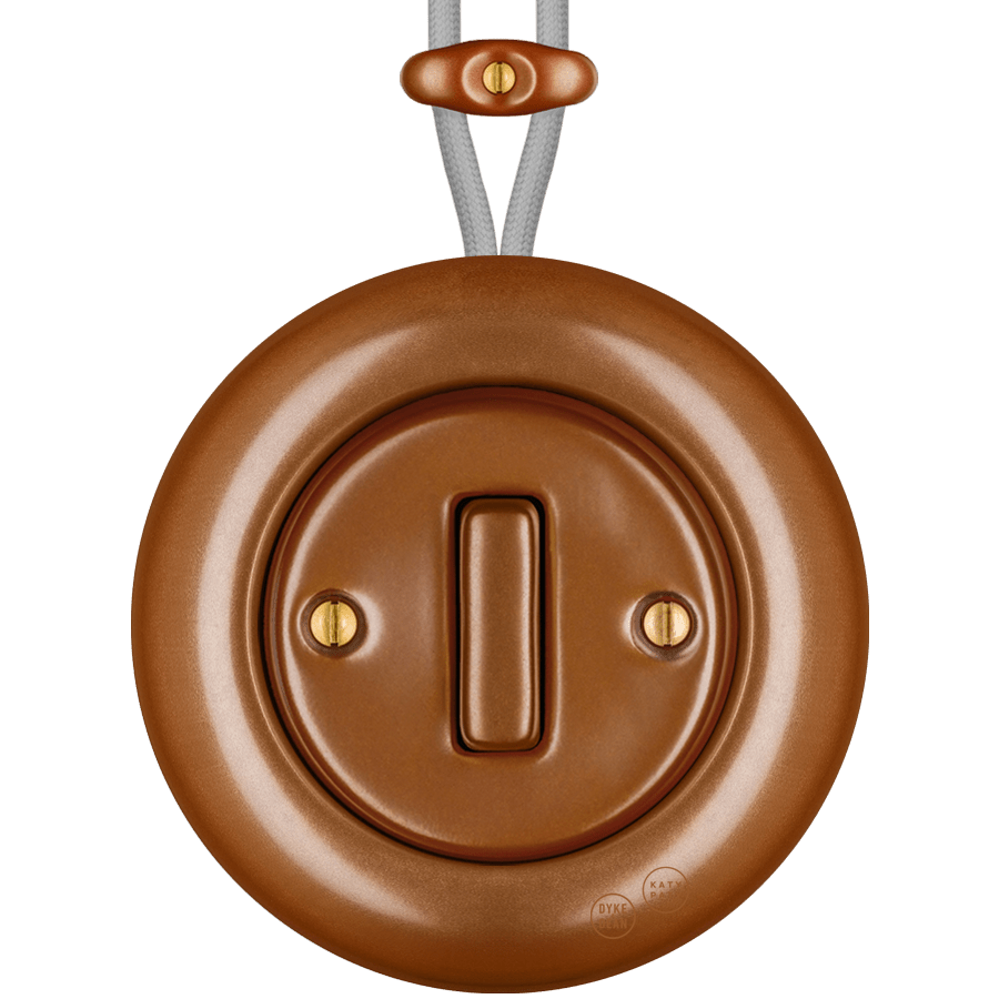 PORCELAIN KATY PATY COLONA ROUND SURFACE MOUNTED SLIM BUTTON SWITCH COPPER - DYKE & DEAN